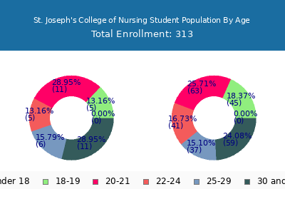 St. Joseph's College of Nursing 2024 Student Population Age Diversity Pie chart