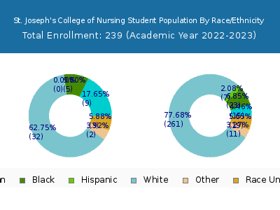 St. Joseph's College of Nursing 2023 Student Population by Gender and Race chart