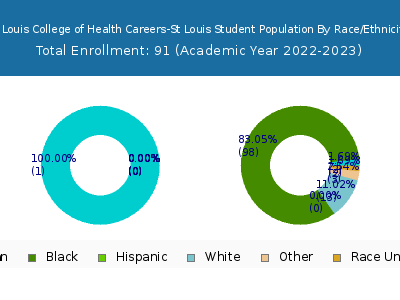 St Louis College of Health Careers-St Louis 2023 Student Population by Gender and Race chart
