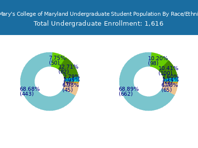 St. Mary's College of Maryland 2025 Undergraduate Enrollment by Gender and Race chart