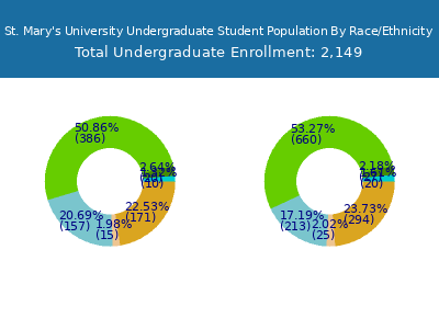 St. Mary's University 2025 Undergraduate Enrollment by Gender and Race chart