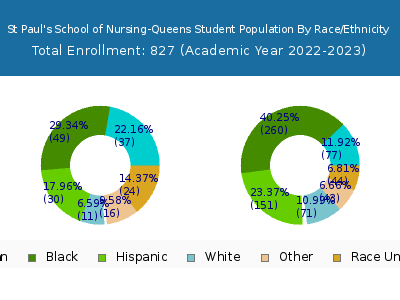 St Paul's School of Nursing-Queens 2023 Student Population by Gender and Race chart