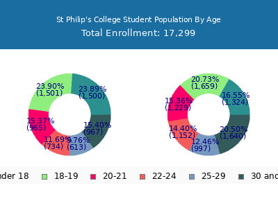 St Philip's College 2024 Student Population Age Diversity Pie chart