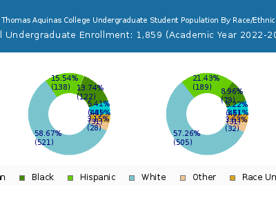 St. Thomas Aquinas College 2023 Undergraduate Enrollment by Gender and Race chart