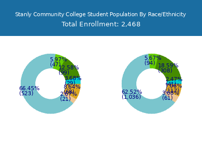Stanly Community College 2025 Student Population by Gender and Race chart
