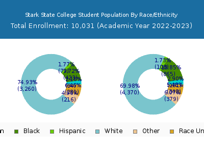 Stark State College 2023 Student Population by Gender and Race chart