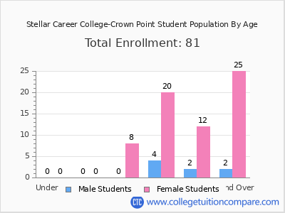 Stellar Career College-Crown Point 2024 Student Population by Age chart