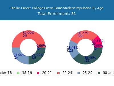 Stellar Career College-Crown Point 2024 Student Population Age Diversity Pie chart