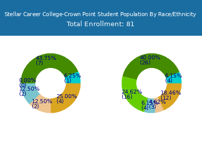 Stellar Career College-Crown Point 2025 Student Population by Gender and Race chart