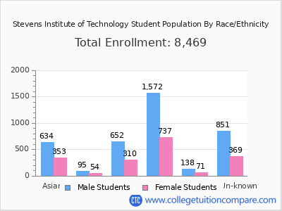 Stevens Institute of Technology 2025 Student Population by Gender and Race chart