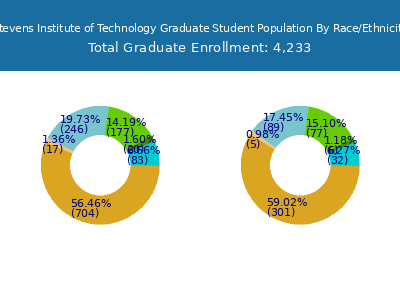 Stevens Institute of Technology 2025 Graduate Enrollment by Gender and Race chart