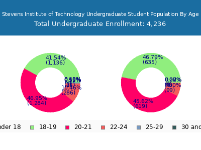 Stevens Institute of Technology 2024 Undergraduate Enrollment Age Diversity Pie chart