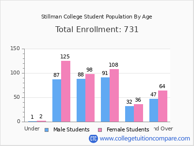 Stillman College 2024 Student Population by Age chart