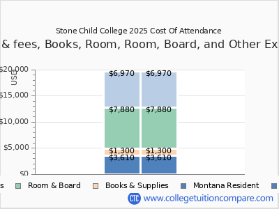 Stone Child College 2025 COA (cost of attendance) chart