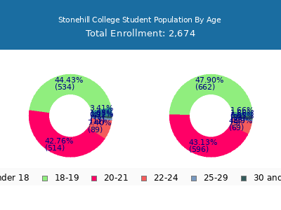 Stonehill College 2024 Student Population Age Diversity Pie chart