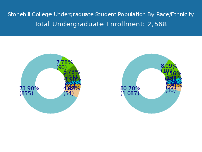 Stonehill College 2025 Undergraduate Enrollment by Gender and Race chart