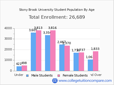 Stony Brook University 2025 Student Population by Age chart