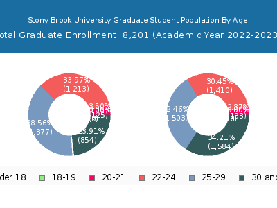 Stony Brook University 2023 Graduate Enrollment Age Diversity Pie chart