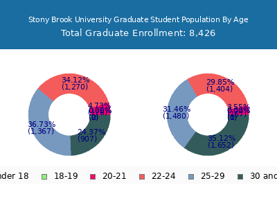 Stony Brook University 2025 Graduate Enrollment Age Diversity Pie chart