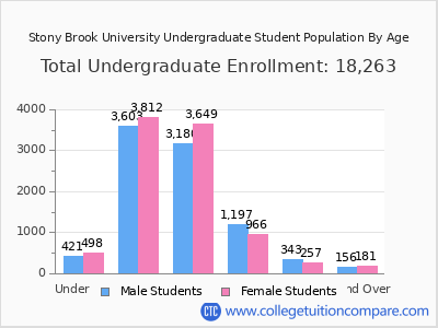 Stony Brook University 2025 Undergraduate Enrollment by Age chart