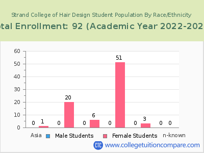 Strand College of Hair Design 2023 Student Population by Gender and Race chart