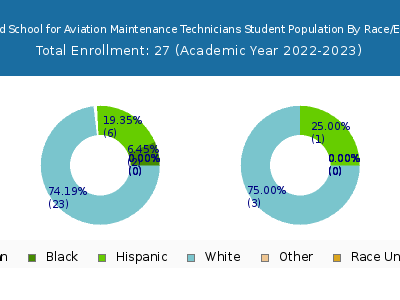 Stratford School for Aviation Maintenance Technicians 2023 Student Population by Gender and Race chart
