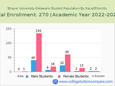 Strayer University-Delaware 2023 Student Population by Gender and Race chart