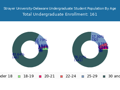 Strayer University-Delaware 2024 Undergraduate Enrollment Age Diversity Pie chart