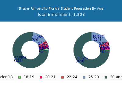Strayer University-Florida 2024 Student Population Age Diversity Pie chart