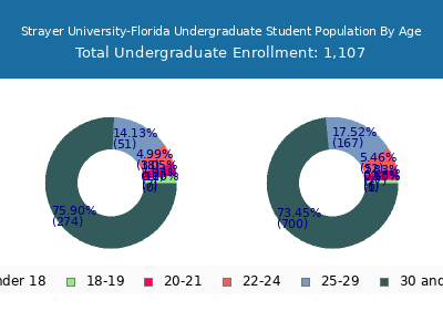 Strayer University-Florida 2024 Undergraduate Enrollment Age Diversity Pie chart