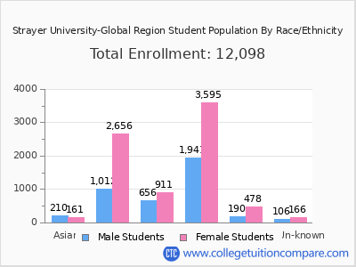 Strayer University-Global Region 2025 Student Population by Gender and Race chart