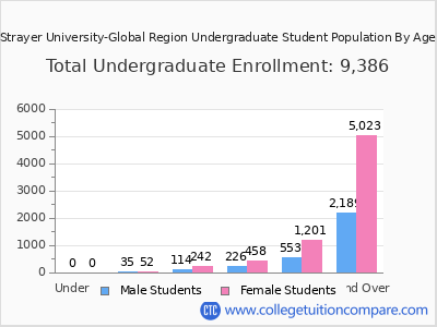 Strayer University-Global Region 2024 Undergraduate Enrollment by Age chart