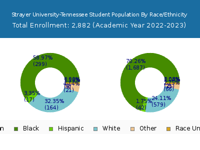 Strayer University-Tennessee 2023 Student Population by Gender and Race chart