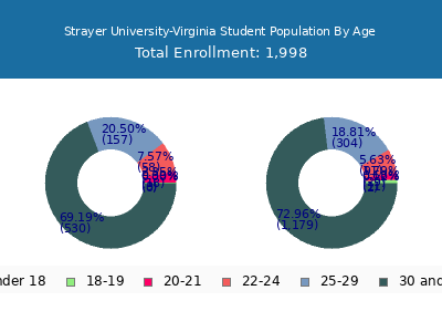 Strayer University-Virginia 2024 Student Population Age Diversity Pie chart