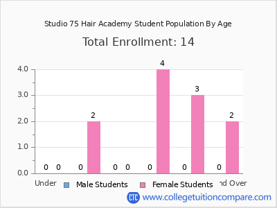 Studio 75 Hair Academy 2024 Student Population by Age chart