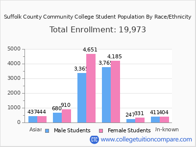 Suffolk County Community College 2025 Student Population by Gender and Race chart