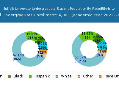 Suffolk University 2023 Undergraduate Enrollment by Gender and Race chart