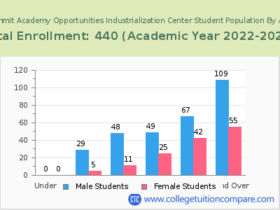 Summit Academy Opportunities Industrialization Center 2023 Student Population by Age chart