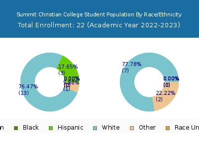 Summit Christian College 2023 Student Population by Gender and Race chart