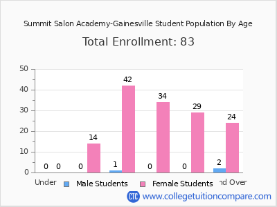 Summit Salon Academy-Gainesville 2024 Student Population by Age chart