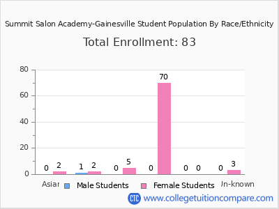 Summit Salon Academy-Gainesville 2025 Student Population by Gender and Race chart