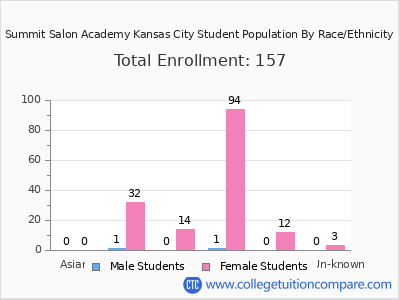 Summit Salon Academy Kansas City 2025 Student Population by Gender and Race chart
