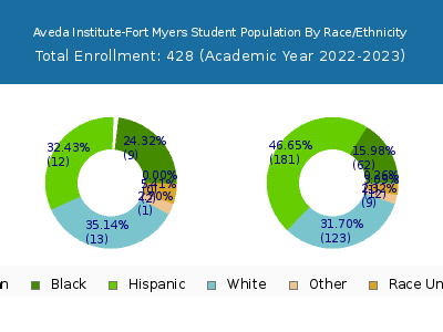 Aveda Institute-Fort Myers 2023 Student Population by Gender and Race chart