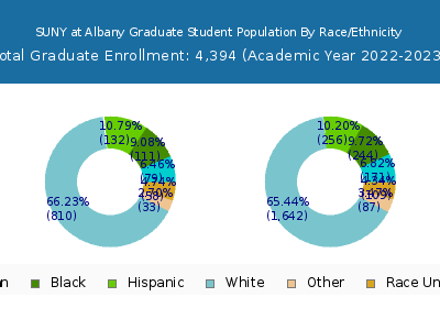 SUNY at Albany 2023 Graduate Enrollment by Gender and Race chart