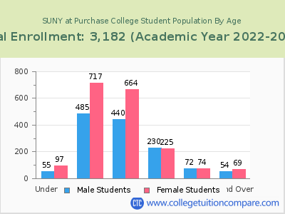 SUNY at Purchase College 2023 Student Population by Age chart