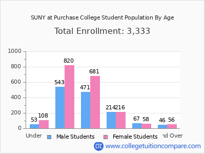 SUNY at Purchase College 2025 Student Population by Age chart