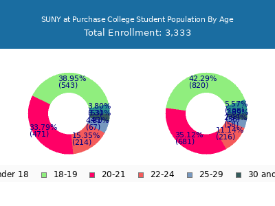 SUNY at Purchase College 2025 Student Population Age Diversity Pie chart