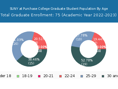 SUNY at Purchase College 2023 Graduate Enrollment Age Diversity Pie chart
