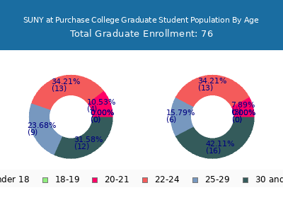 SUNY at Purchase College 2025 Graduate Enrollment Age Diversity Pie chart