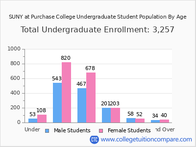 SUNY at Purchase College 2025 Undergraduate Enrollment by Age chart